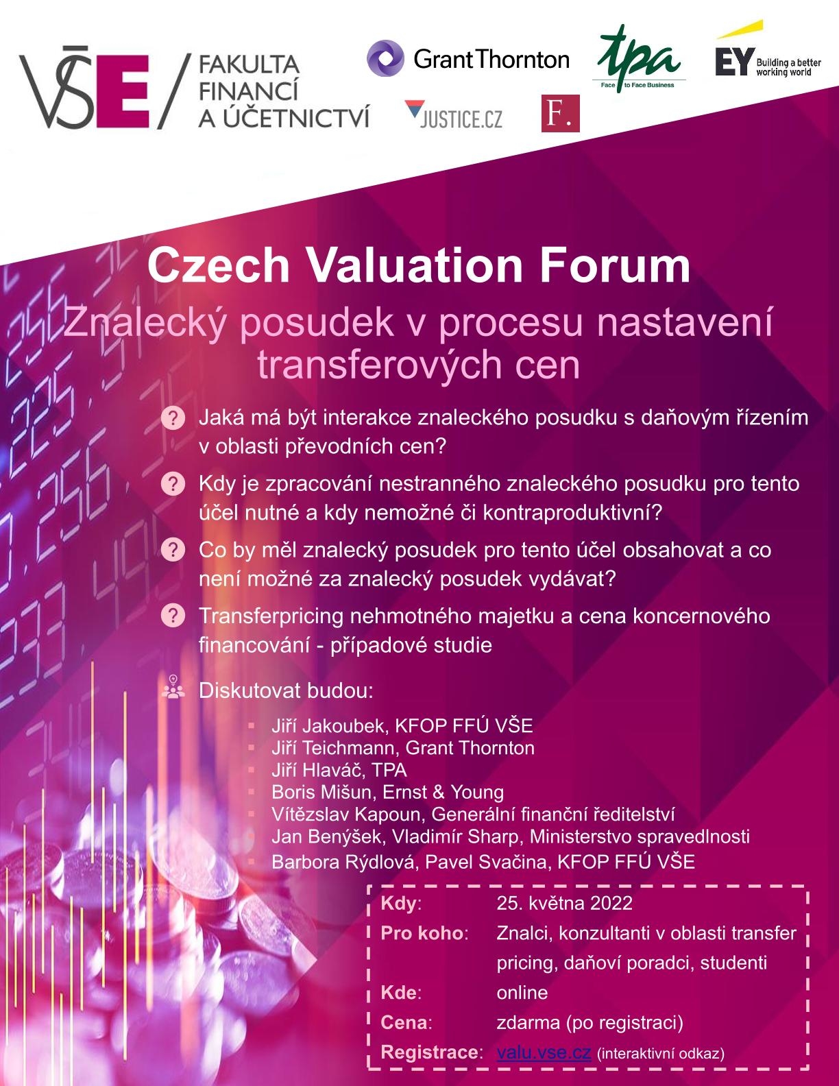 Konference 25.5.2022 Znalecký posudek v procesu nastavení transferových cen (Czech Valuation Forum)